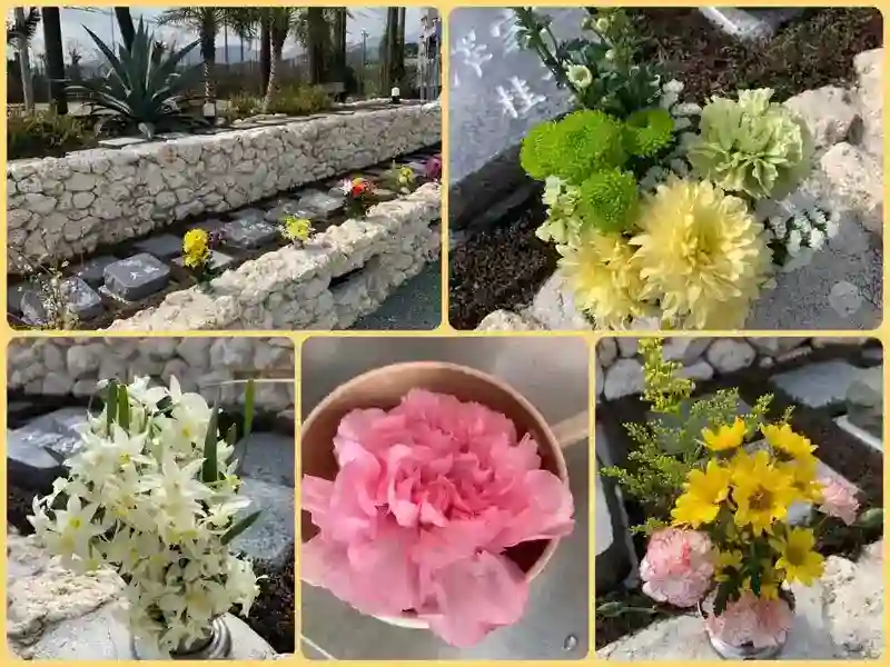 墓地の様子とお花