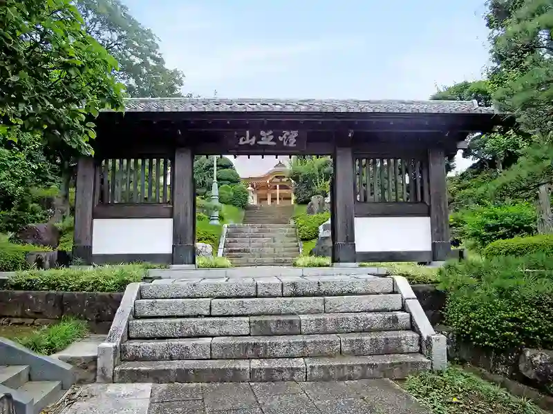 入り口の階段を上ると中腹に山門があります。