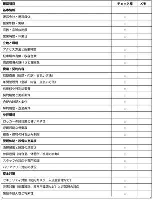ロッカー式納骨堂見学時チェックリスト