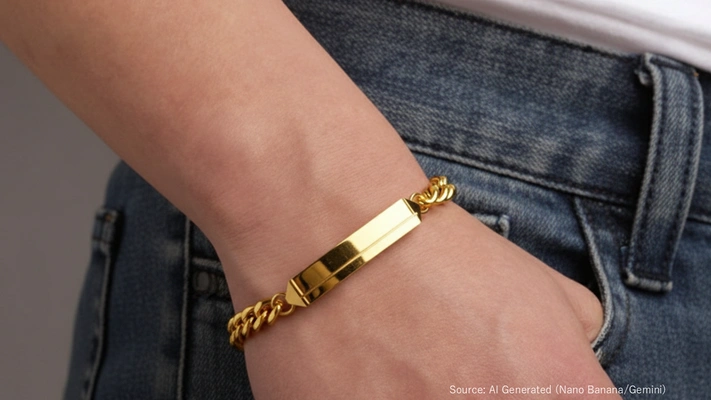 遺骨ブレスレットを身に付けた男性