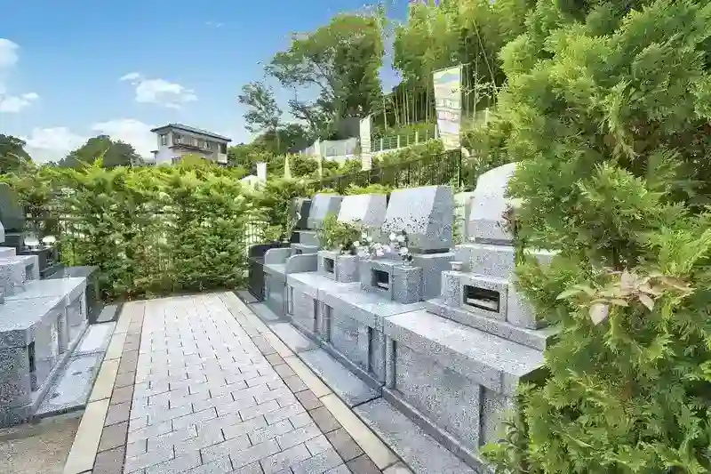塗装された道と美しいお墓