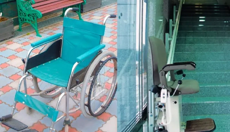 梨香の郷霊園 貸出用車椅子　管理棟内リフト